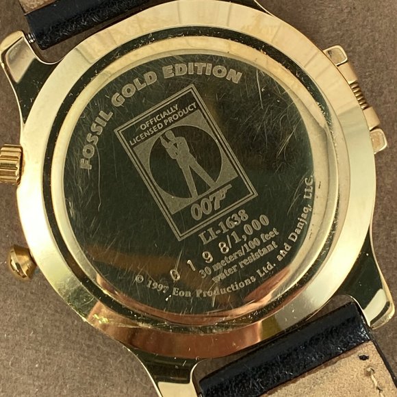 Vintage Fossil Gold Edition 1997 James Bond 007 Watch Gold Limited Edition - Picture 9 of 13